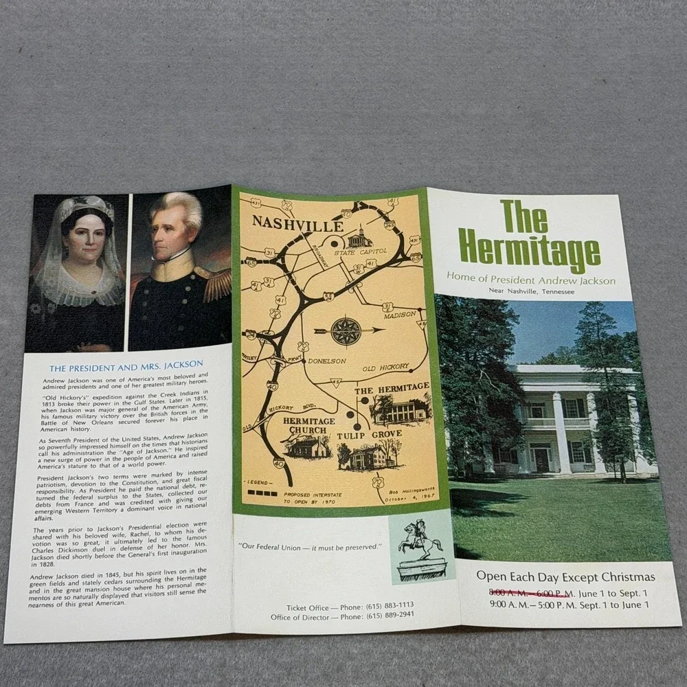 Vintage 1960 The Hermitage Home of Old Hickory Andrew Nashville Tennessee HC DJ